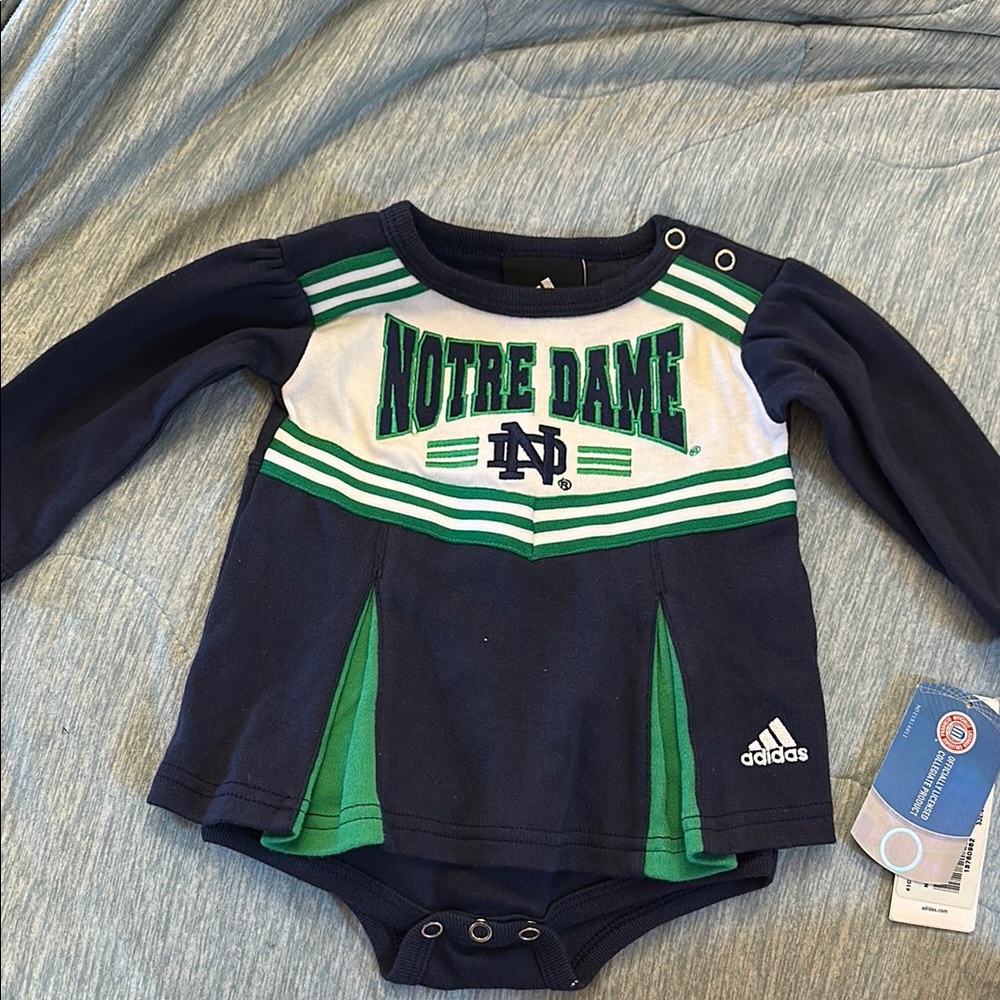 Adidas Notre Dame Navy & Green Baby Cheer Bodysuit